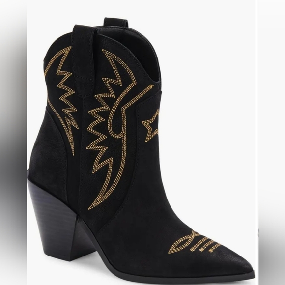 Dolce Vita Ginni Black Nubuck Western Cowgirl Boots Size 7.5